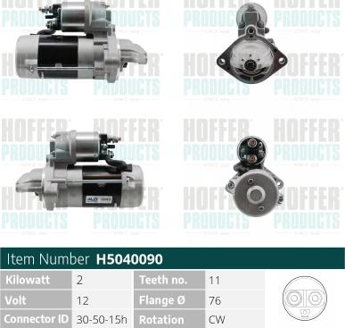 Hoffer H5040090 - Démarreur cwaw.fr