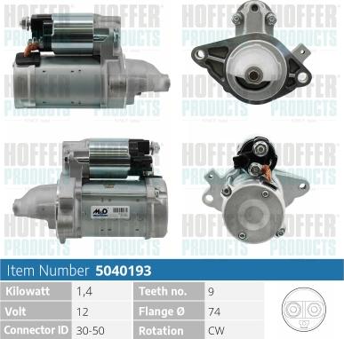 Hoffer H5040193 - Démarreur cwaw.fr