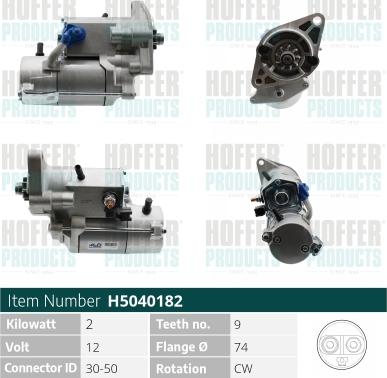 Hoffer H5040182 - Démarreur cwaw.fr