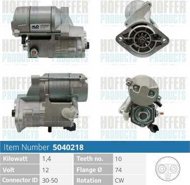 Hoffer H5040218 - Démarreur cwaw.fr