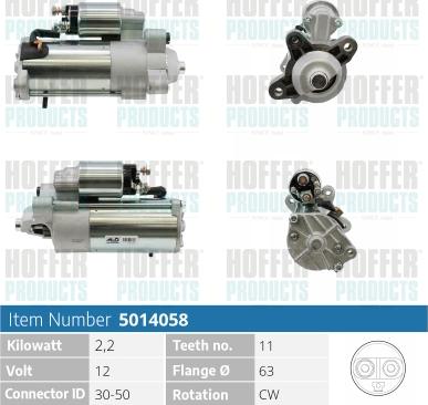 Hoffer H5014058 - Démarreur cwaw.fr