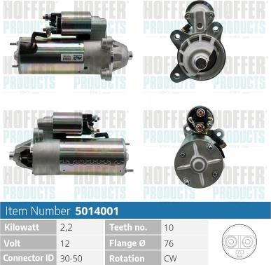 Hoffer H5014001 - Démarreur cwaw.fr