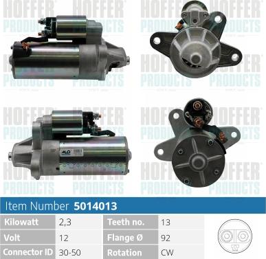 Hoffer H5014013 - Démarreur cwaw.fr