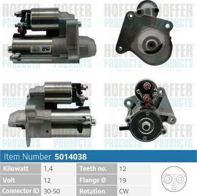 Hoffer H5014038 - Démarreur cwaw.fr