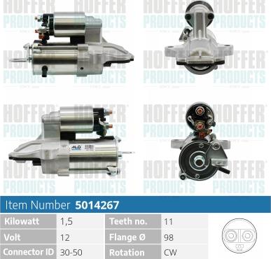 Hoffer H5014267 - Démarreur cwaw.fr