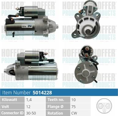 Hoffer H5014228 - Démarreur cwaw.fr