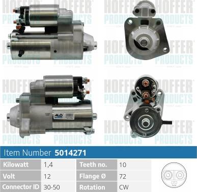 Hoffer H5014271 - Démarreur cwaw.fr