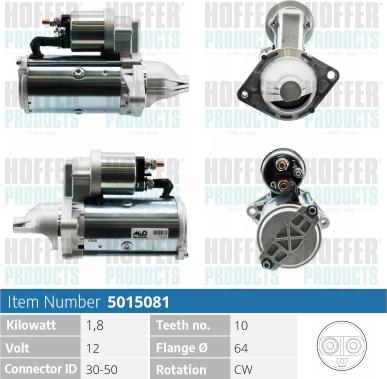 Hoffer H5015081 - Démarreur cwaw.fr