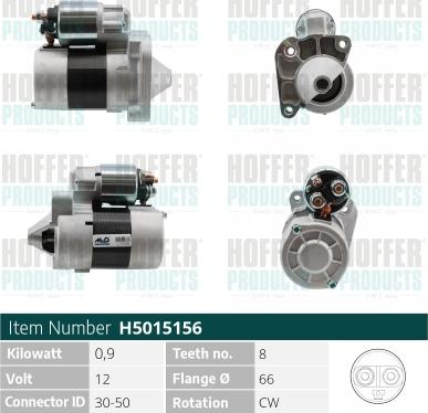 Hoffer H5015156 - Démarreur cwaw.fr