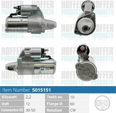 Hoffer H5015151 - Démarreur cwaw.fr