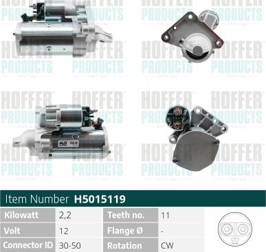 Hoffer H5015119 - Démarreur cwaw.fr