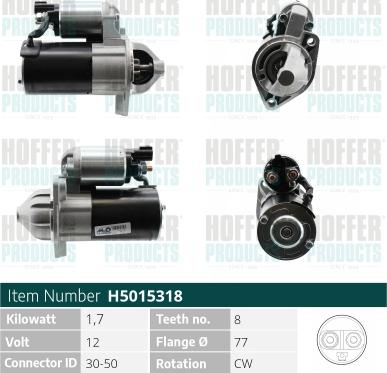 Hoffer H5015318 - Démarreur cwaw.fr