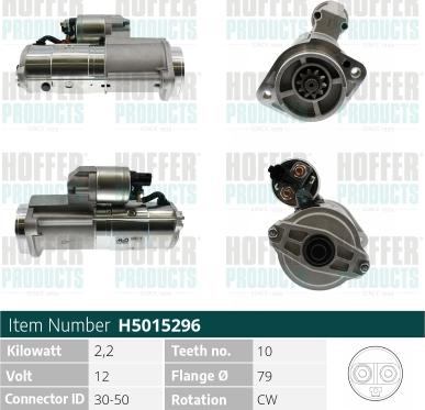 Hoffer H5015296 - Démarreur cwaw.fr