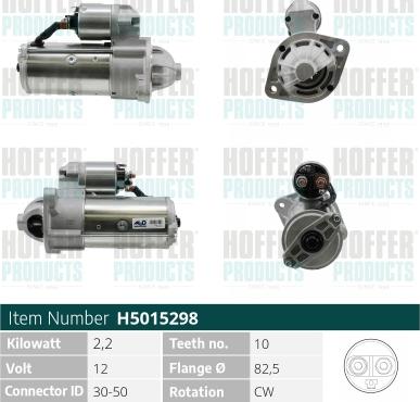 Hoffer H5015298 - Démarreur cwaw.fr