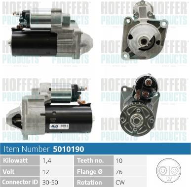 Hoffer H5010190 - Démarreur cwaw.fr