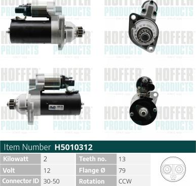 Hoffer H5010312 - Démarreur cwaw.fr