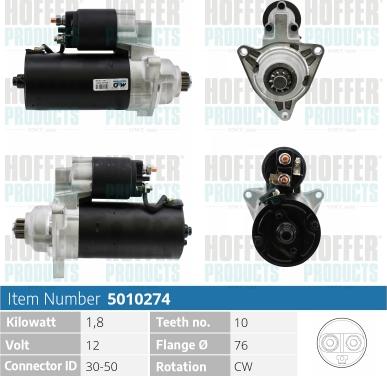 Hoffer H5010274 - Démarreur cwaw.fr