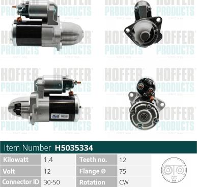 Hoffer H5035334 - Démarreur cwaw.fr