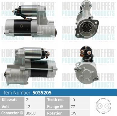 Hoffer H5035205 - Démarreur cwaw.fr