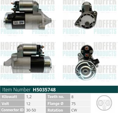 Hoffer H5035748 - Démarreur cwaw.fr