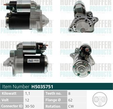 Hoffer H5035751 - Démarreur cwaw.fr