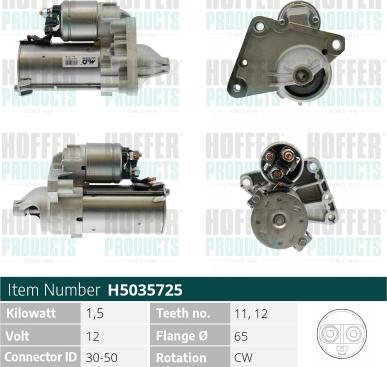 Hoffer H5035725 - Démarreur cwaw.fr