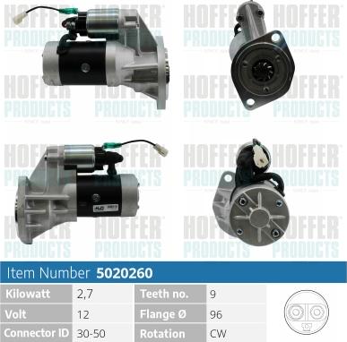 Hoffer H5020260 - Démarreur cwaw.fr