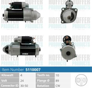 Hoffer H5110007 - Démarreur cwaw.fr