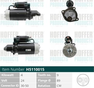 Hoffer H5110015 - Démarreur cwaw.fr