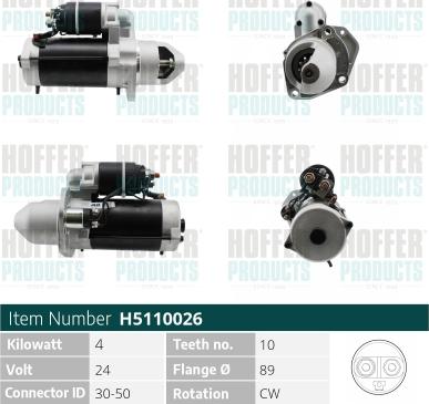 Hoffer H5110026 - Démarreur cwaw.fr