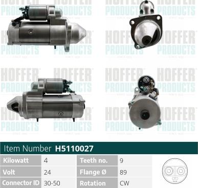 Hoffer H5110027 - Démarreur cwaw.fr