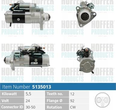 Hoffer H5135013 - Démarreur cwaw.fr