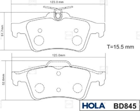 Hola BD845 - Kit de plaquettes de frein, frein à disque cwaw.fr