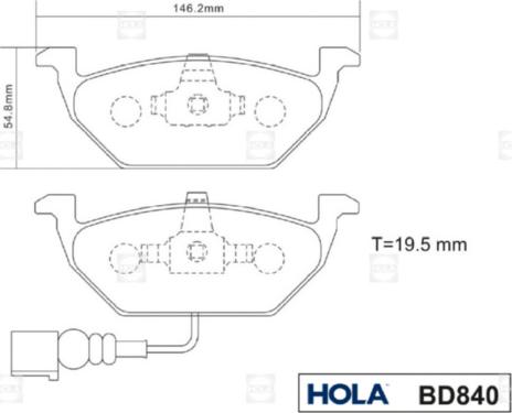 Hola BD840 - Kit de plaquettes de frein, frein à disque cwaw.fr