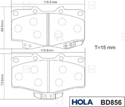 Hola BD856 - Kit de plaquettes de frein, frein à disque cwaw.fr