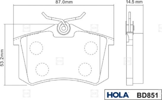 Hola BD851 - Kit de plaquettes de frein, frein à disque cwaw.fr