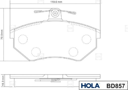 Hola BD857 - Kit de plaquettes de frein, frein à disque cwaw.fr