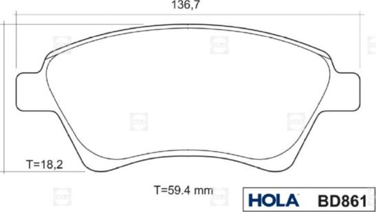 Hola BD861 - Kit de plaquettes de frein, frein à disque cwaw.fr