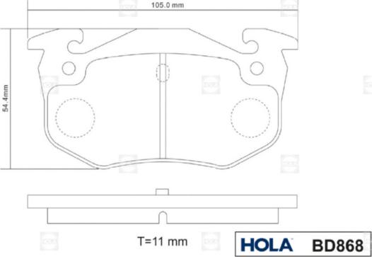 Hola BD868 - Kit de plaquettes de frein, frein à disque cwaw.fr