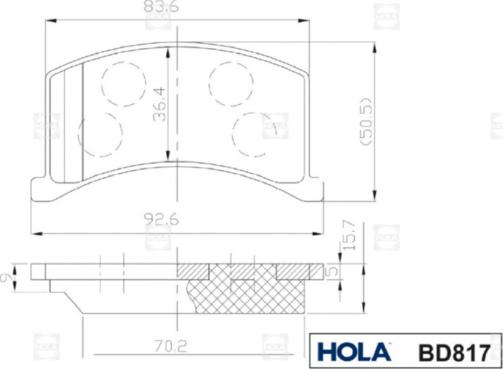 Hola BD817 - Kit de plaquettes de frein, frein à disque cwaw.fr