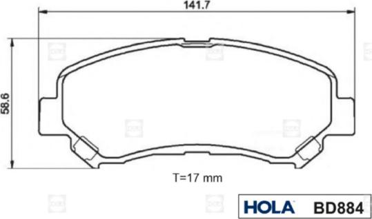 Hola BD884 - Kit de plaquettes de frein, frein à disque cwaw.fr