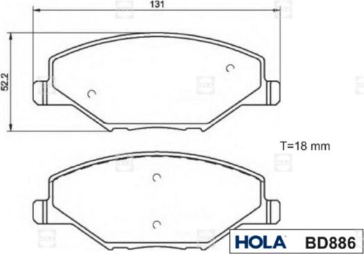 Hola BD886 - Kit de plaquettes de frein, frein à disque cwaw.fr