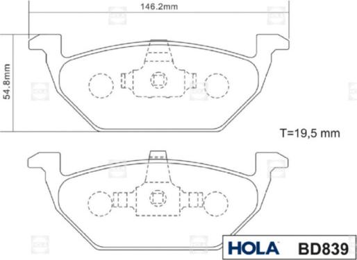 Hola BD839 - Kit de plaquettes de frein, frein à disque cwaw.fr