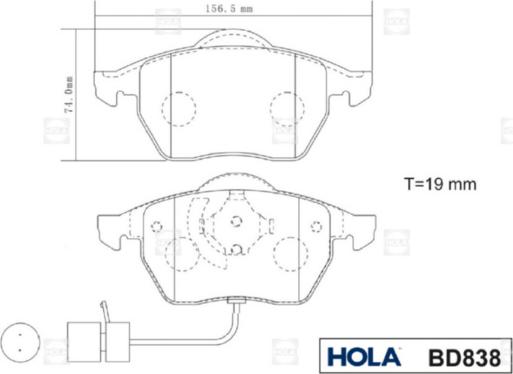 Hola BD838 - Kit de plaquettes de frein, frein à disque cwaw.fr