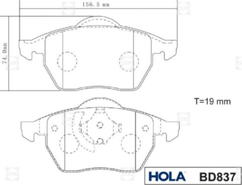 Hola BD837 - Kit de plaquettes de frein, frein à disque cwaw.fr