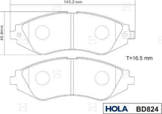 Hola BD824 - Kit de plaquettes de frein, frein à disque cwaw.fr