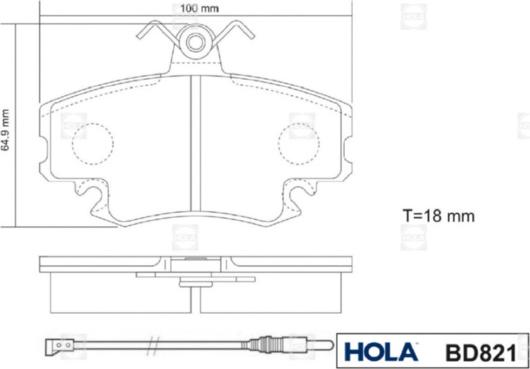 Hola BD821 - Kit de plaquettes de frein, frein à disque cwaw.fr