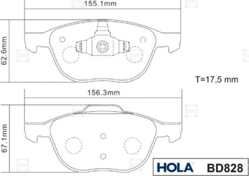 Hola BD828 - Kit de plaquettes de frein, frein à disque cwaw.fr