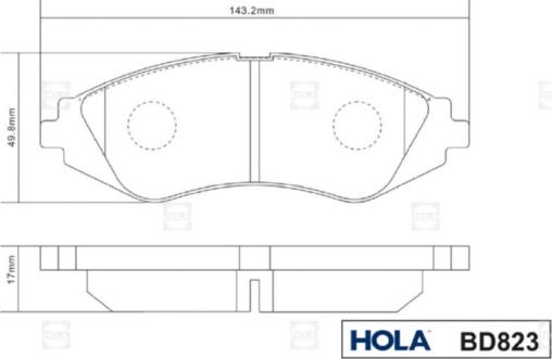 Hola BD823 - Kit de plaquettes de frein, frein à disque cwaw.fr