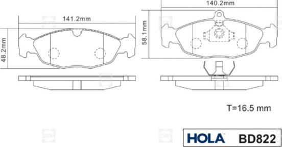 Hola BD822 - Kit de plaquettes de frein, frein à disque cwaw.fr